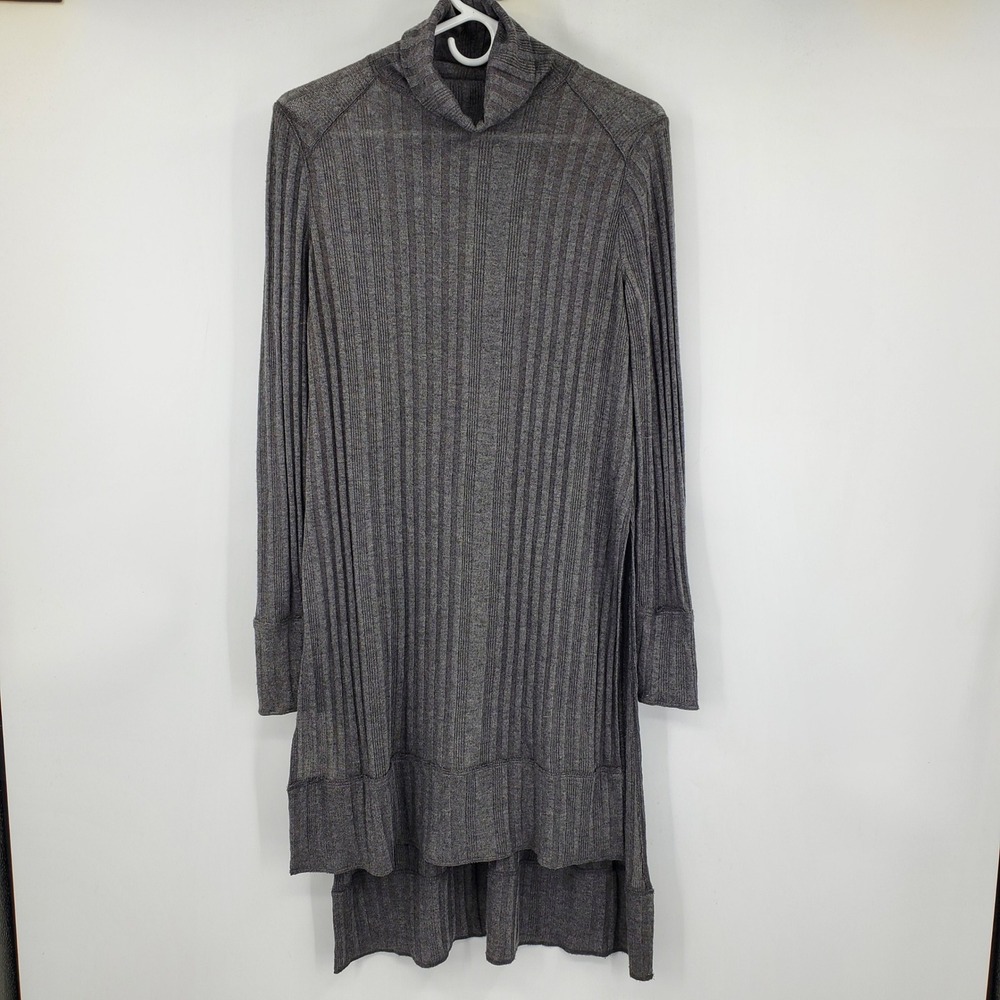 We The Free Free People Gray‎ Ribbed Turtleneck Tunic High Low Top Small Witchy
